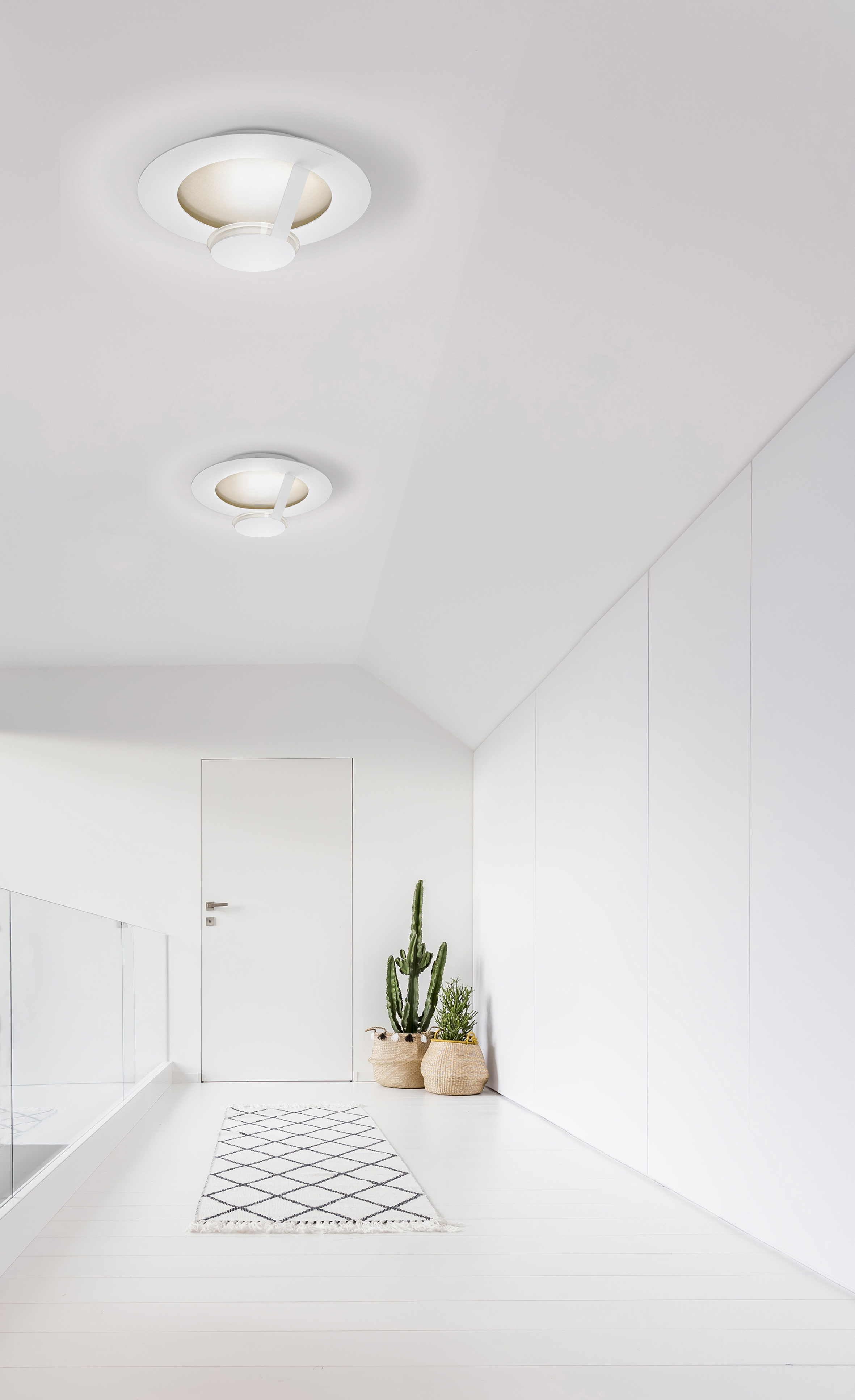 White interior with ceiling light