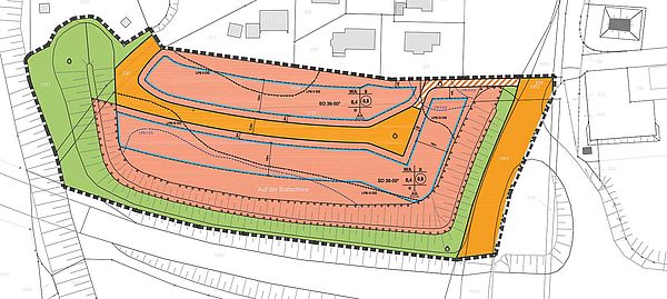 Vorentwurf vom Bebauungsplan des Areals "Bottschürre Süd" in der Nähe der Kernstadt Olsberg. Grafik © Stadt Olsberg